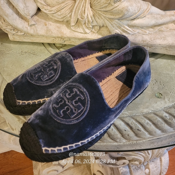 Tory Burch Velvet Logo Espidrilles Platform Designer Summer Beach Shoes #750